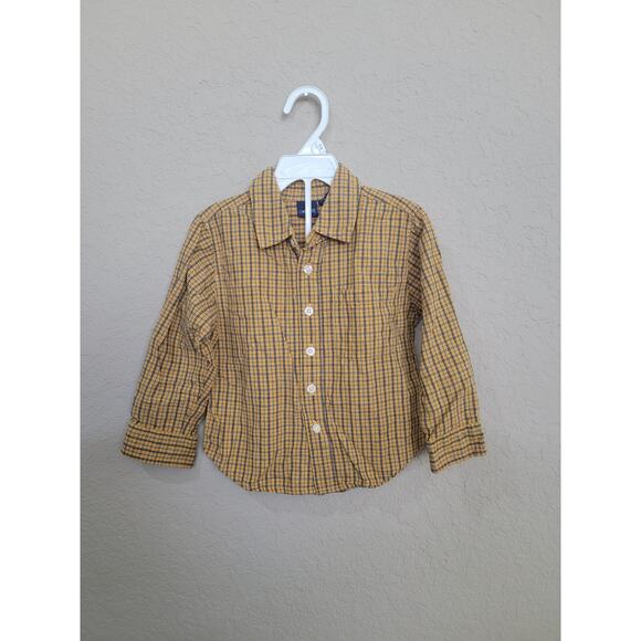Cherokee Toddler Long sleeve Button down shirt Yellow check shirt 4T - Picture 1 of 3